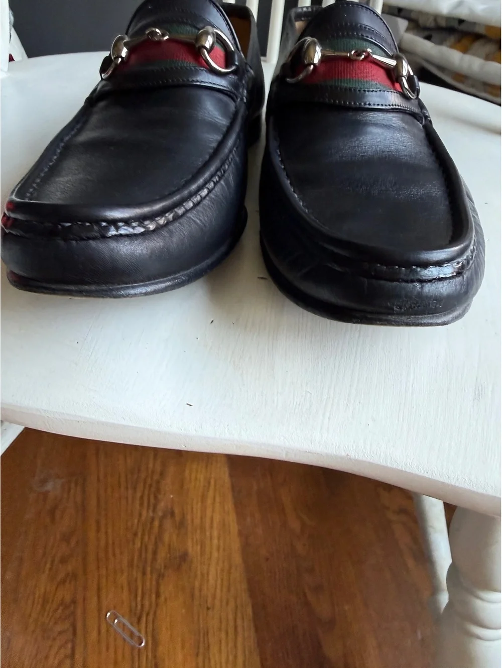Gucci Men's Black Leather Horsebit Loafers Size 8D